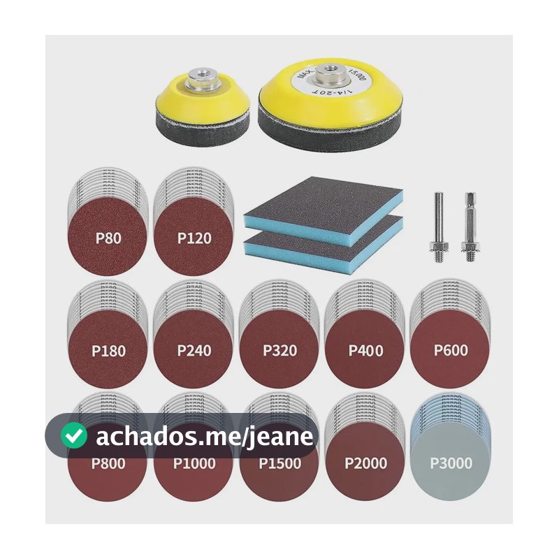 Kit 120 Pcs Discos De Lixa 3 Polegadas Com Almofada Lixeira
