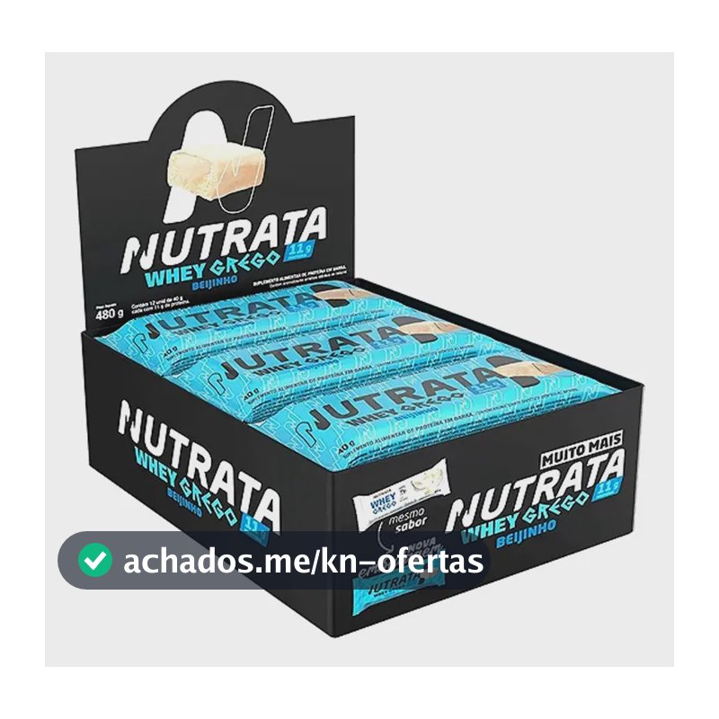 Barra de proteínas Nutrata WHEY Grego 40G sabor Beijinho x 480g 12 un