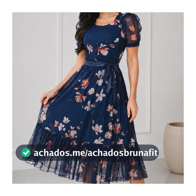 Vestido Midi Casual Manga Bufante Moda Feminina Plus Size