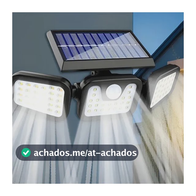 Refletor Solar Led 3 Cabeças Ajustavel Sensor Movimento 50w Branco 1pcs