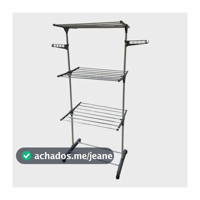 Varal De Chão 3 Andares Com Bandejas E Cabideiro Preto