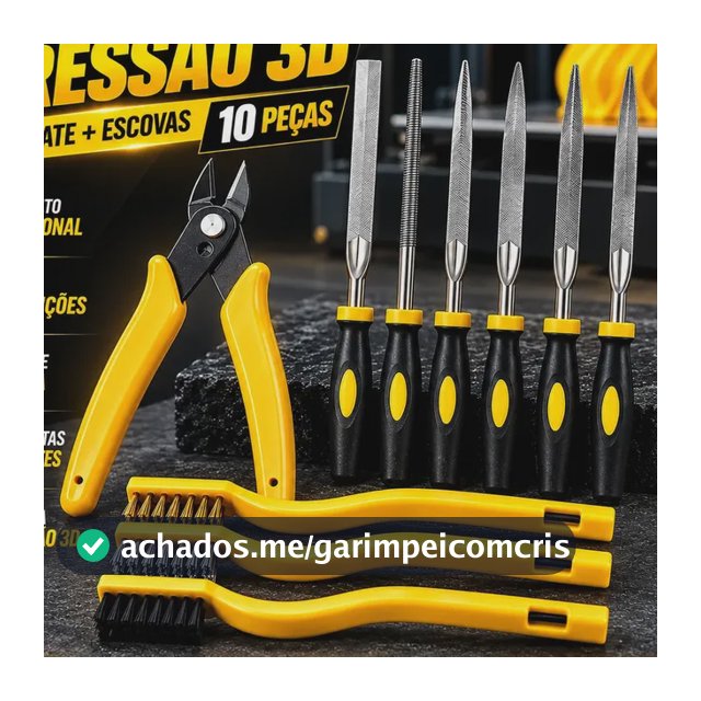 Kit Acabamento Impressão 3d Limas Alicate Escovas 10 Peças Cabo Amarelo