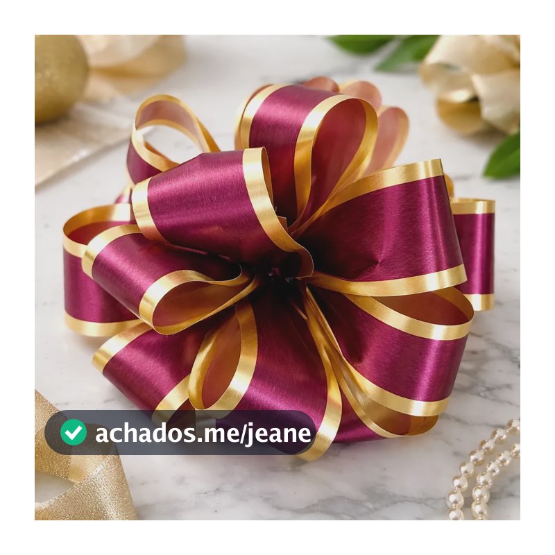 20 Laços Bola 12cm Presente Cesta Flores Fita Lisa Já Pronto Marsala Borda Dourada
