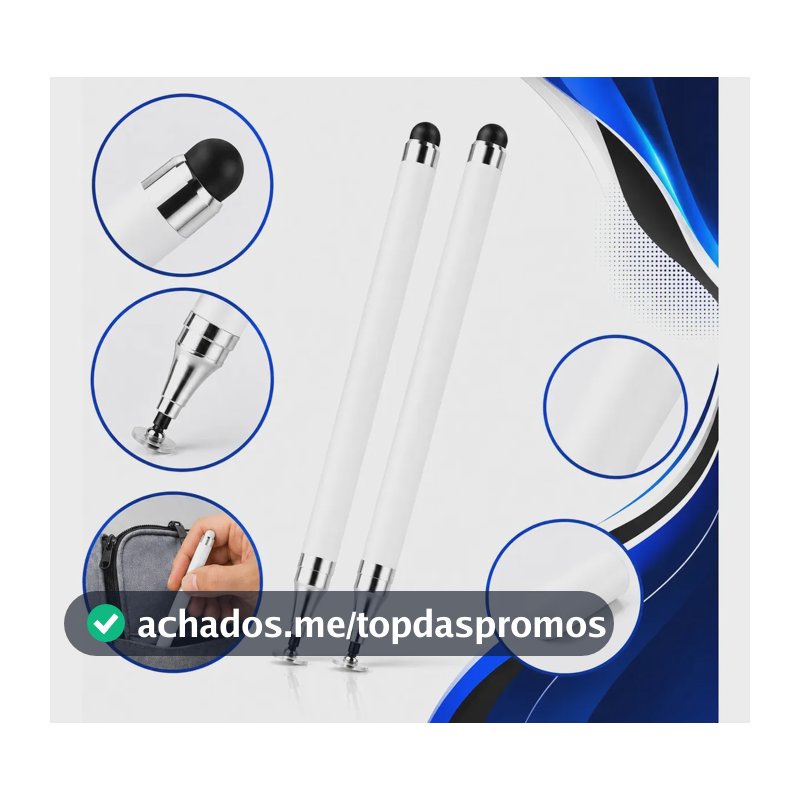 Kit 2 Caneta Touch Screen Stylus 2 Em 1 Ponta Fina Tablet Celular Gurumania