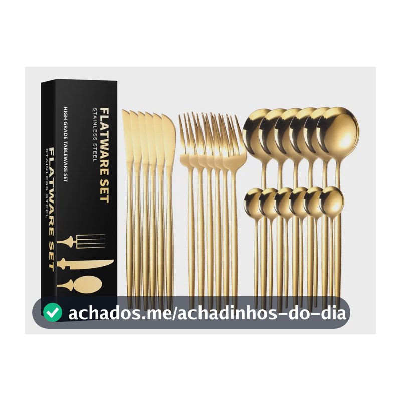 Belifou Kit Faqueiro Dourado 24 Peças Jogo De Talheres Aço Inoxidáve