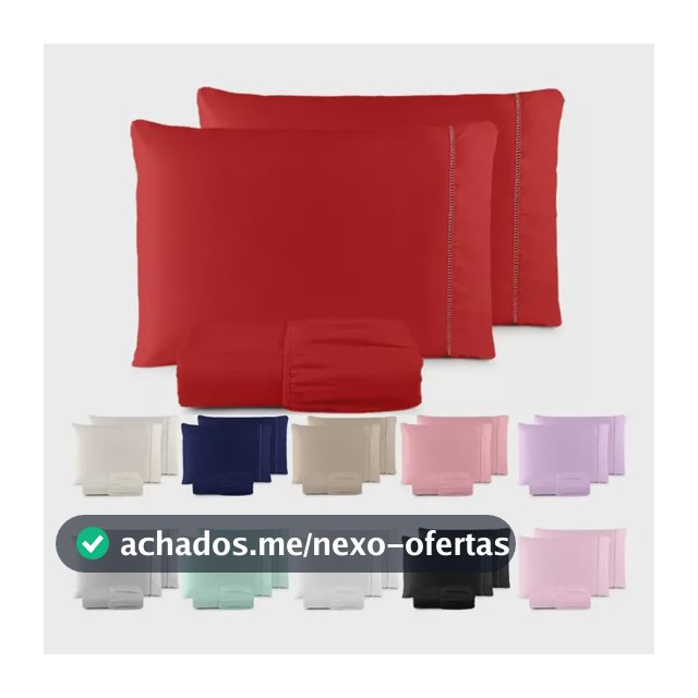 Jogo De Lençol Casal Padrão 3 Pçs 400 Fios C/ Elástico Hotel Vermelho Liso