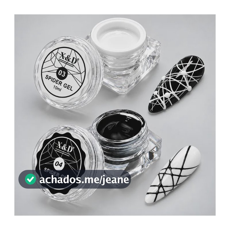 Kit 02 Spider Gel Teia De Aranha Unhas Gel Preto E Branco Preto/branco