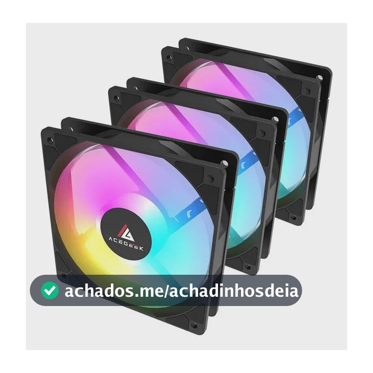 Kit Ventoinhas Acegeek Rw12 3x1, Rainbow, 3x120mm, Preto