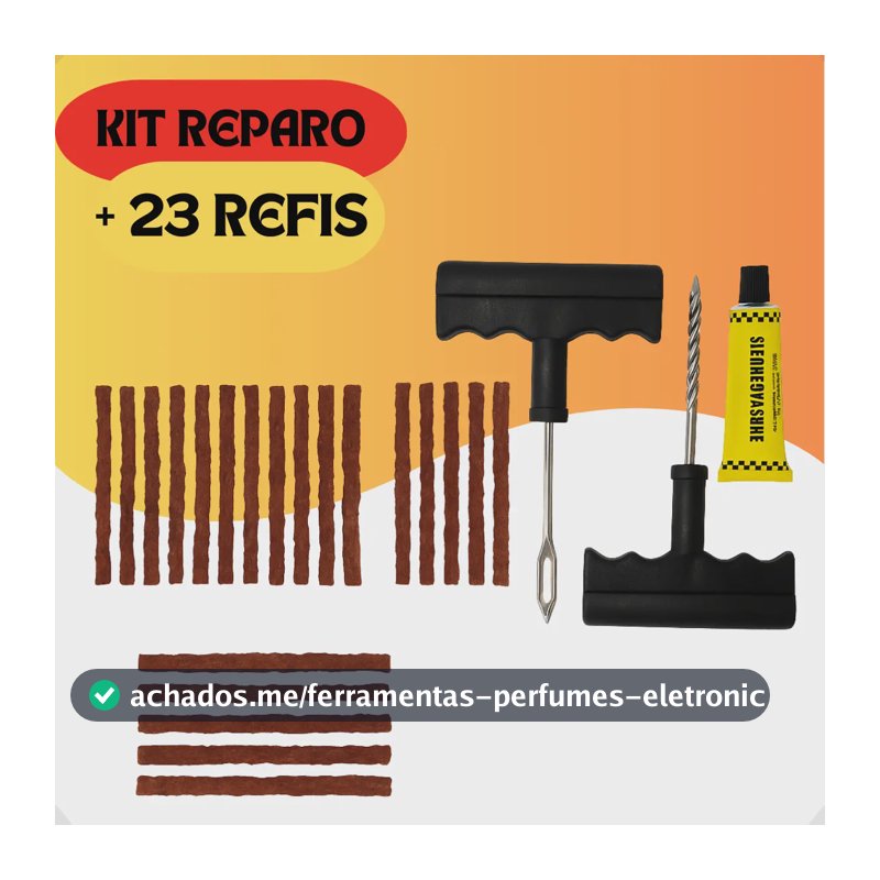 Kit Reparo Pneus 23 Remendo Macarrão Moto Carro Sem Câmara