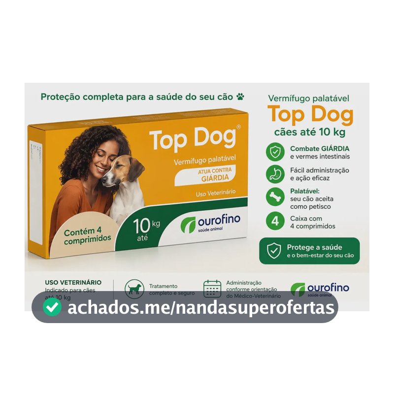 Top Dog Vermífugo para Cães até 10kg com 4 Comp.