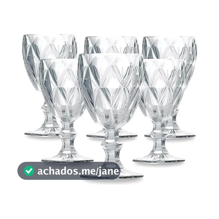 Conjunto de Taças de Vidro 340ml Diamond Line - 6 Peças Transparente