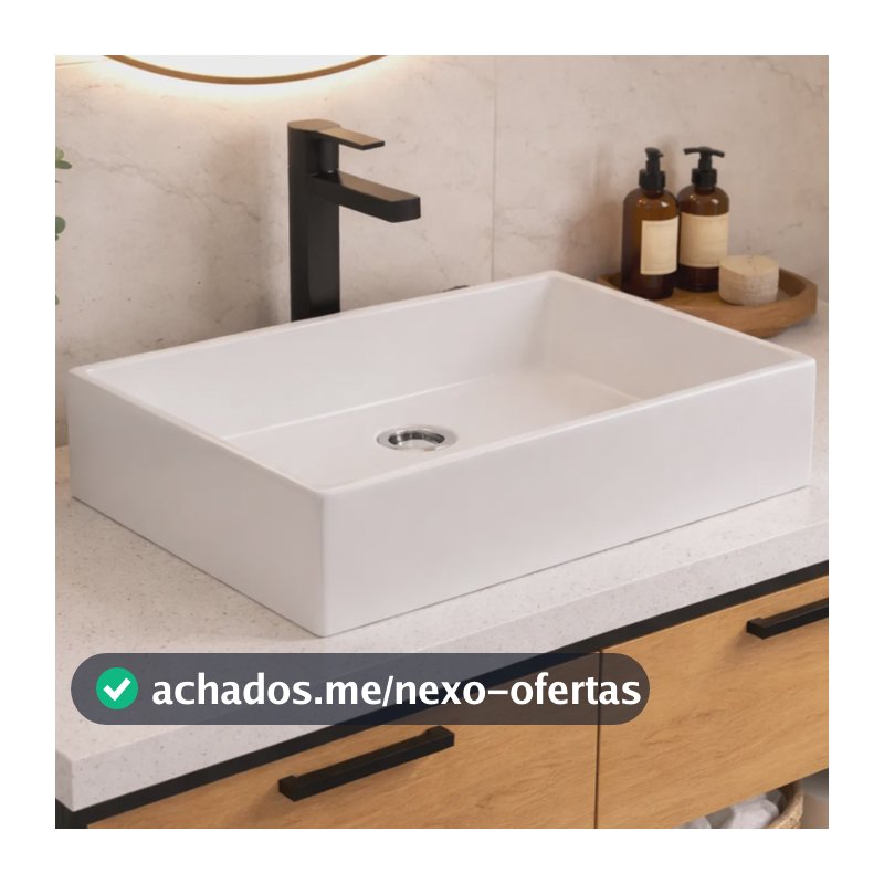 Cuba De Apoio Lavatório Pia Sobrepor Banheiro 40x28 Branca Branco - Retangular Acetinado