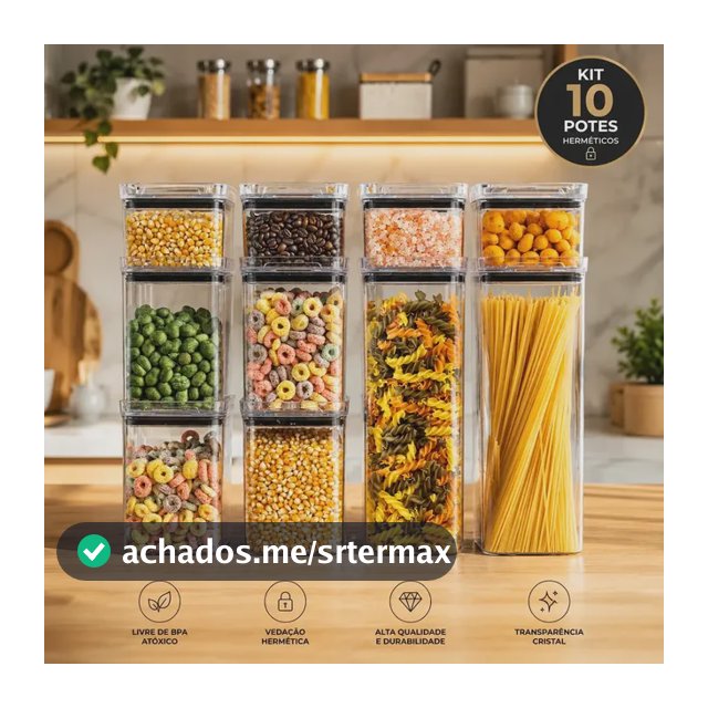 Kit 10 Porta Mantimentos Hermetico, Pote Para Alimentos