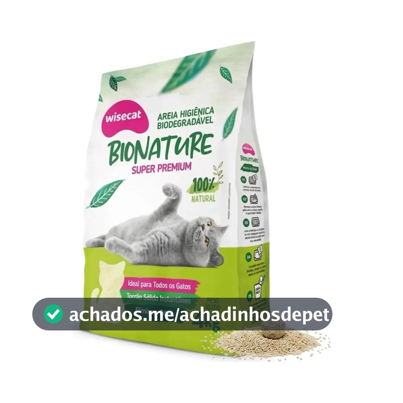 Areia De Mandioca Para Gatos Biodegradável Wisecat 4kg Bionature