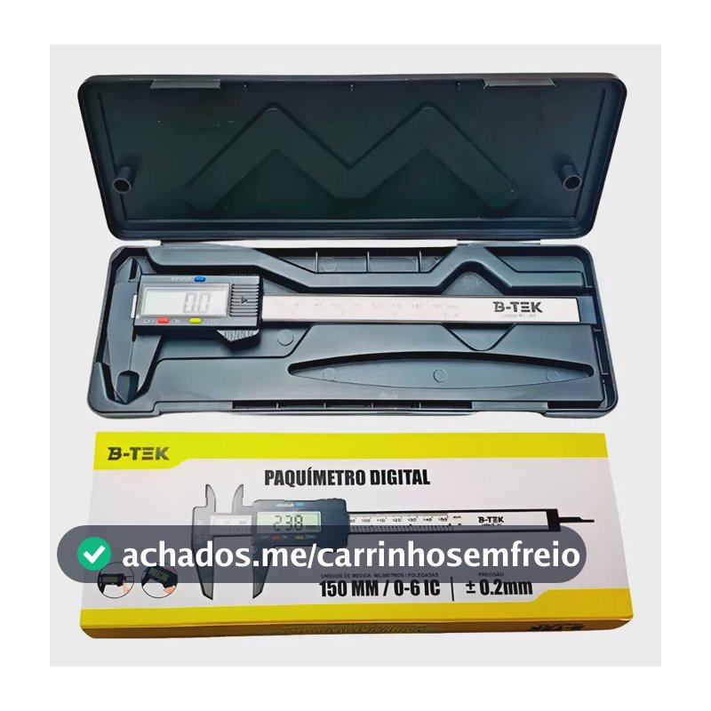 Paquímetro Digital 150mm Fibra Carbono Estojo 2 Baterias