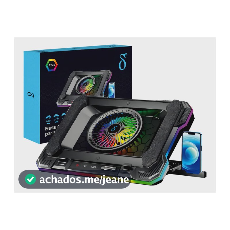 Cooler Rgb Para Notebook Com Suporte Celular Ventoinha 140mm