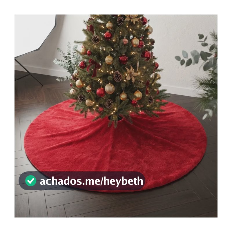 Saia Tapete De Árvore De Natal Em Pelúcia 70cm Vermelho Vermelho Pelúcia