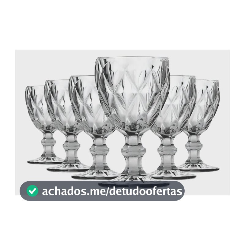 Jogo De Taças Bela Flor Vidro Diamond 330ml C/6 Incolor Lava-louças