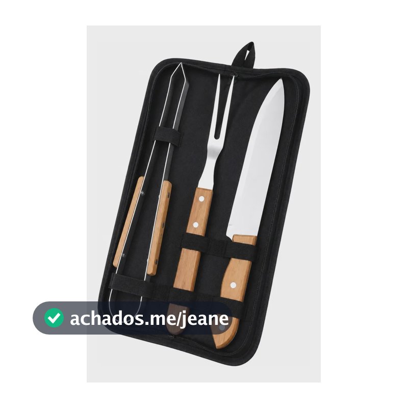 Kit De Churrasco De Conjunto De 3 Peças Aço Inox Com Estojo