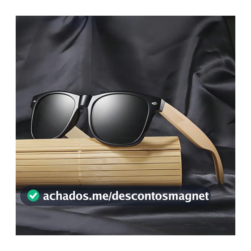 Óculos De Sol Quadrado Doxa Bambu com Proteção UV Cinza-escuro
