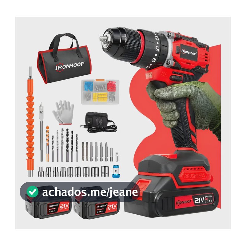 Furadeira Parafusadeira De Impacto Bateria Brushless Sem Fio Vermelho 110v/127/220v 60hz