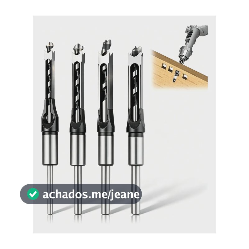 Adaptador Broca Furo Quadrado 4 Peças 1/4 - 5/16 - 3/8 - 1/2
