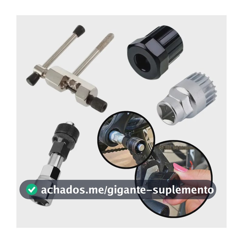 Kit Chave Bike Extrator Corrente Pedivela Movimento Central Catraca Multiuso Bicicleta Black Raipe
