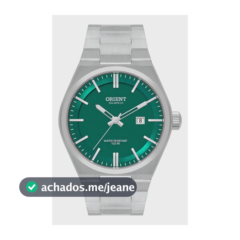 Relógio Orient Solartech MBSS1493 E1SX Prateado Fundo Verde Aço Inoxidável