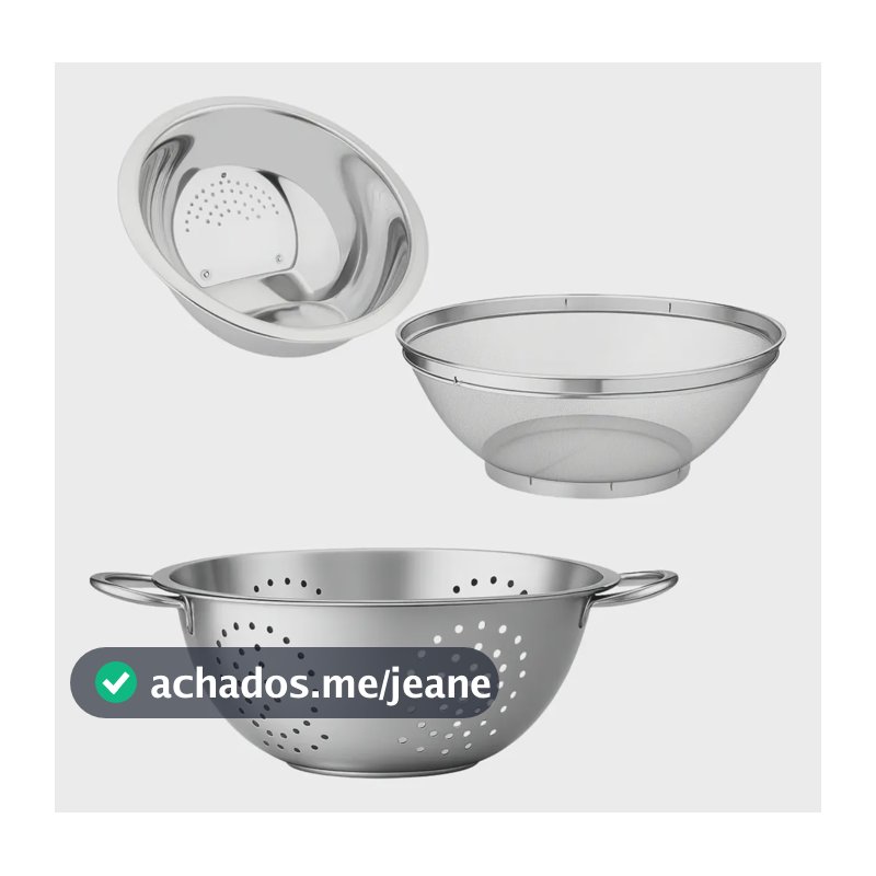 Kit 3 Pçs Escorredor De Arroz 20 + Macarrão 24 + Telado 18cm Inox