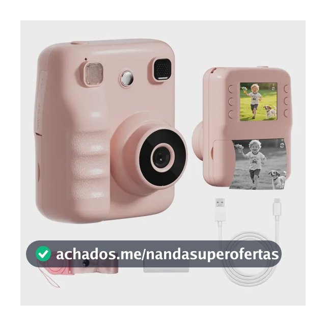 Câmera Instantânea Inova Cases Digital Polaroid Rosa para Crianças com Impressão Térmica
