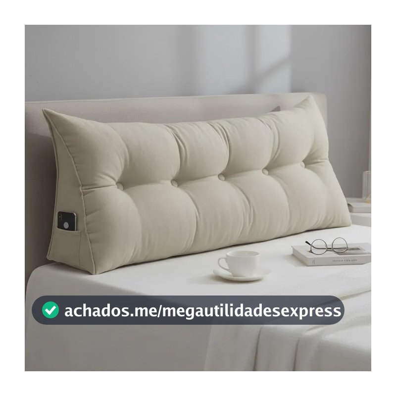 Almofada Cabeceira Ana Cama Solteiro 90cm Suede Bege