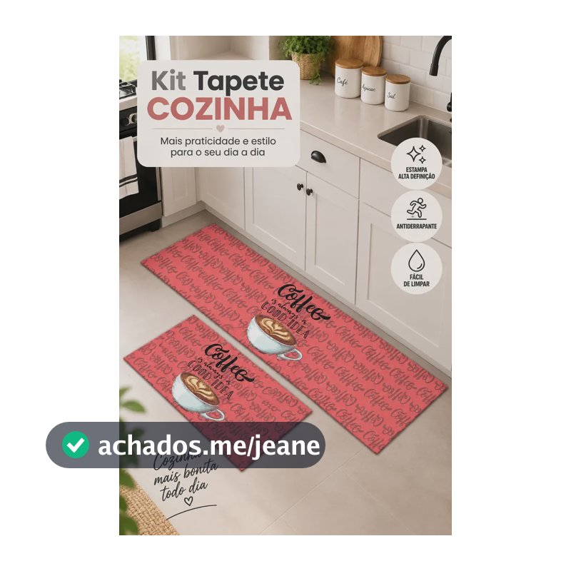 Kit Tapete Cozinha 2 Peças Passadeira Antiderrapante 1,20m 1.2 M 40 Cm Coffe