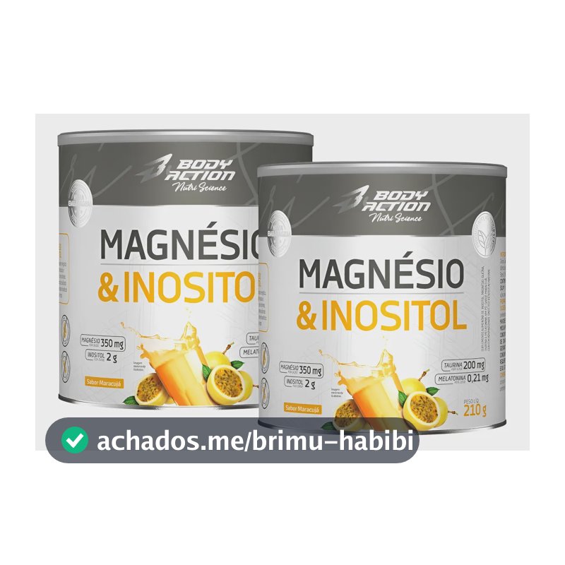 Kit 2 Magnésio E Inositol Taurina Melatonina 210g Bodyaction Maracujá