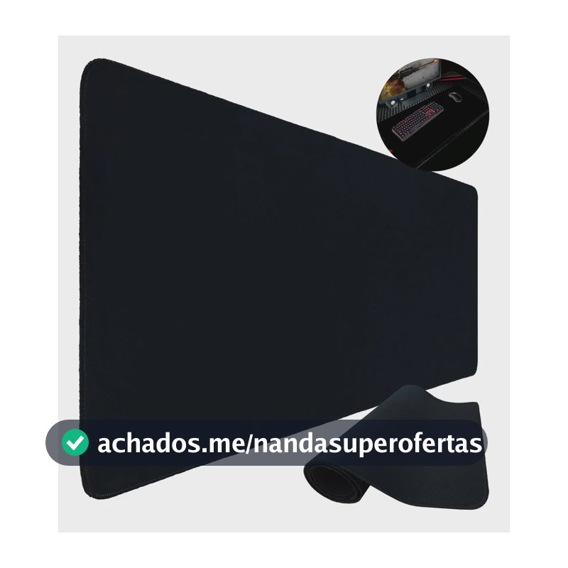 Mouse Pad Gamer 90x35 Escritório Alta Qualidade Preto Liso Isoprene
