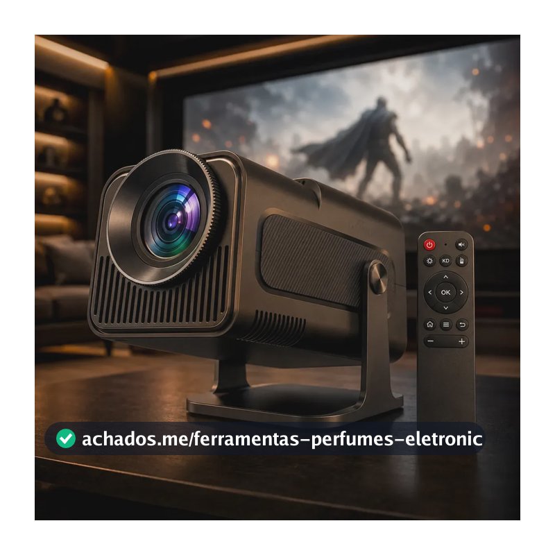 Projetor HY320 Davely Smart TV Android WiFi 6 390 ANSI Lumens Full HD Suporte 4K HDMI Bluetooth 85-200 Polegadas Alto Falante Com Controle Remoto Bivolt Portátil Mini