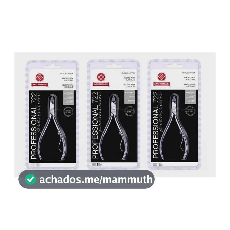 Mundial Alicate Professional Premium Kit 3un Para Cutículas Inox Afiado 722