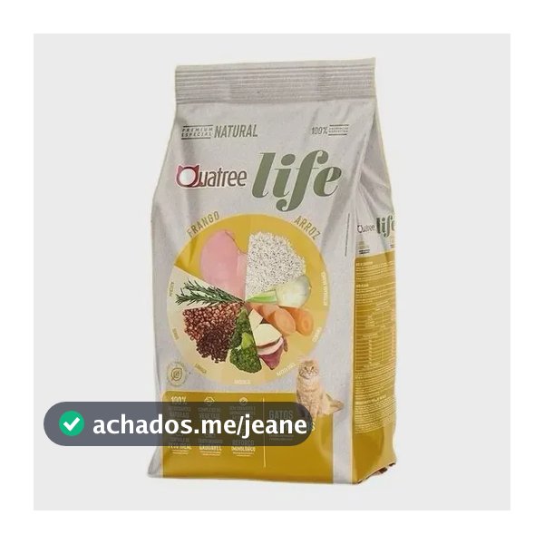 Ração Quatree Life gatos ad castrados 10,1kg sem transgênicos