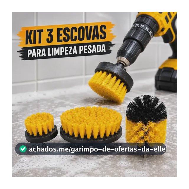 Kit 3 Escovas Rotativas Para Parafusadeira E Furadeira Limpeza Pesada De Pisos Azulejos E Rejuntes