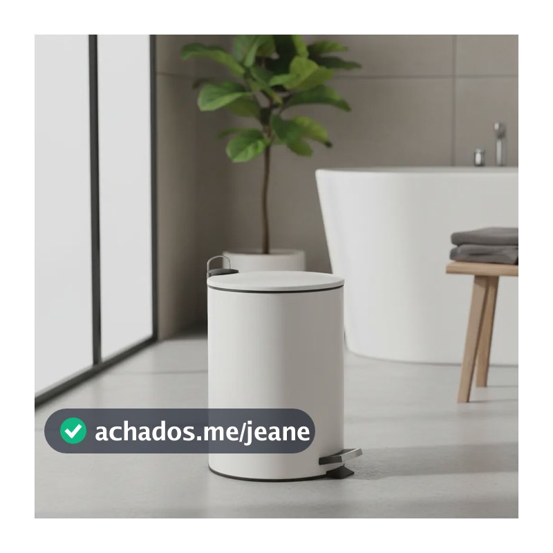 Lixeira Metal Branca C/ Pedal E Balde Removível 20l Mood Branco