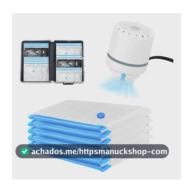 Alusp Pack 5 Saco Vacuo 50x60cm Viagem Vac Bag Organizador Incluir Bomba De Ar Elétrica 110V/220V