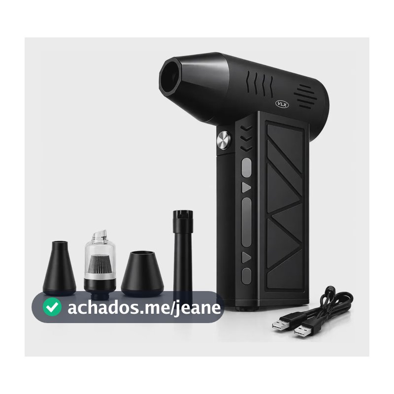 Soprador de Ar Mini Turbo Portátil USB Sem Fio Recarregável para Limpeza e Inflar DUOSEG