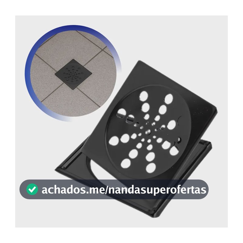 Ralo Caixilho Porta Grelha Preto Fosco 10x10 Banheiro Fecho Abre E Fecha Aço Inox