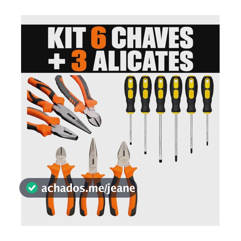 Jogo Chave Fenda E Phillips 6 Peças + Kit 3 Alicates