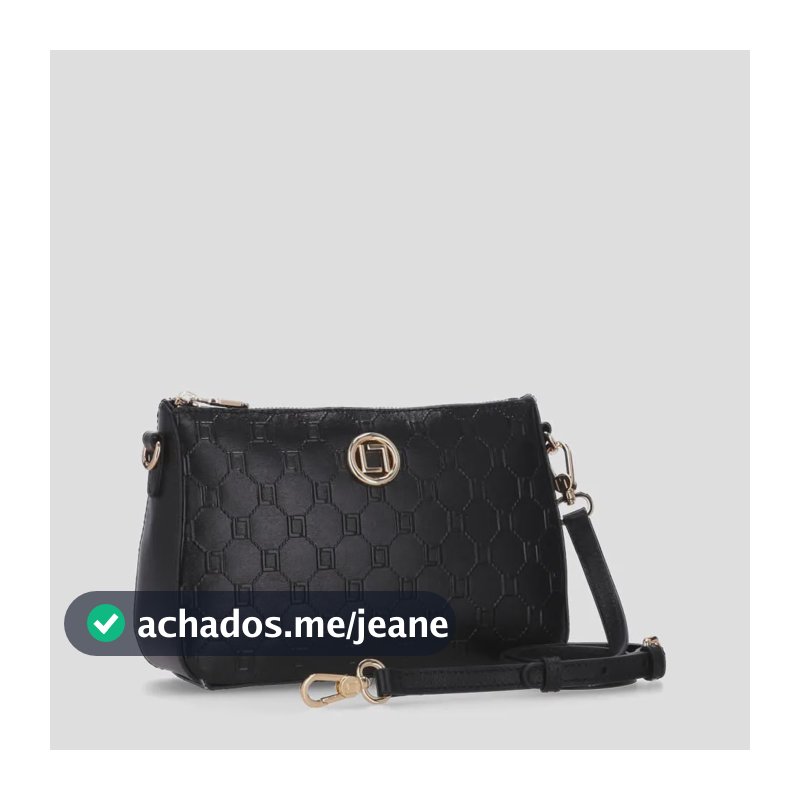 Luz Da Lua Bolsa Tiracolo Pequena Couro Preto 2000587 Preto Texturizado Ouro