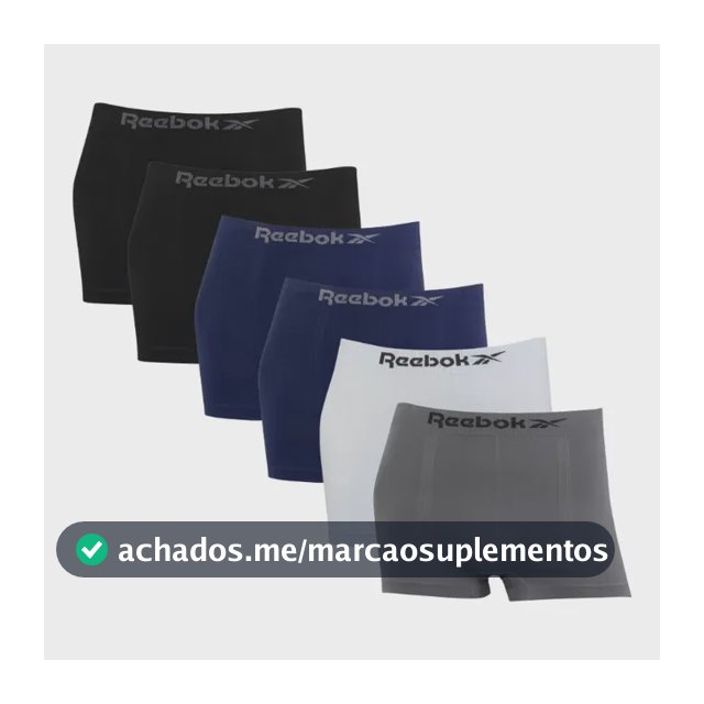 Kit 6 Cuecas Boxer Reebok Classic Microfibra Sem Costura