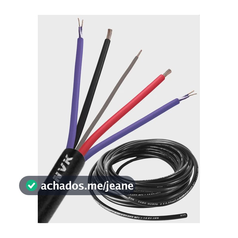 Kit Cabo Rack Móvel 20 Metros 5 Vias 2 Rca Nvk Com Blindagem