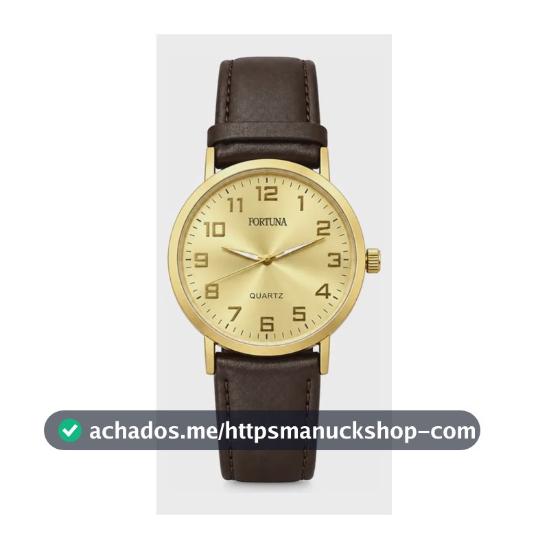 Relógio De Pulso Masculino Minimalista Old Money Fortuna Marrom Cx Dourada