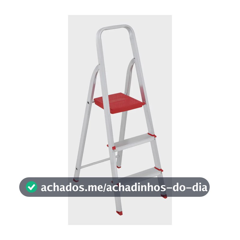 Escada De Alumínio Dobrável Compacta com 3 Degraus - Botafogo - Leve e Resistente