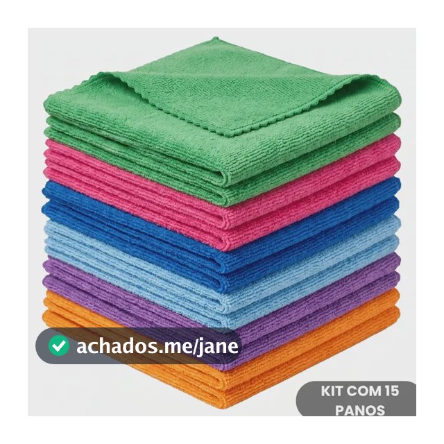 Kit 15 Panos Limpeza Multiuso Microfibra 30x30cm Bom Barato Cores Sortidas
