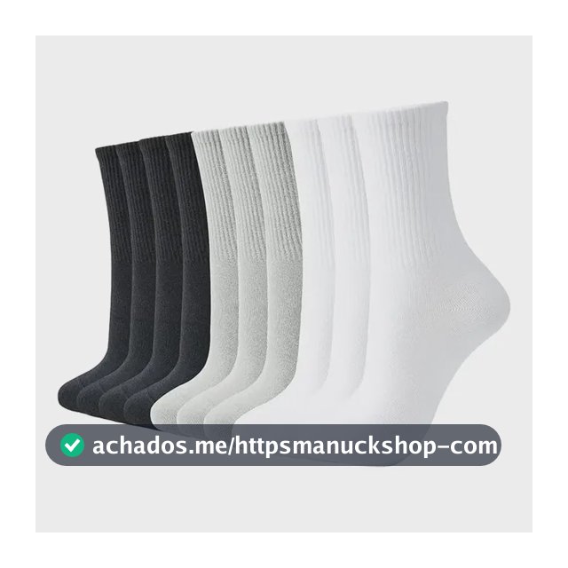 Kit 12 Pares Meia Cano Medio Academia Alto Longo Sport Cores Mista Masculina Liso 40-46 Cano Médio